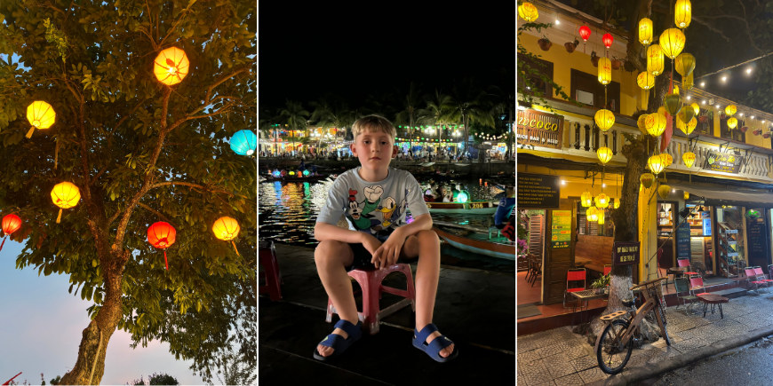 De lantaarns zijn prachtig verlicht