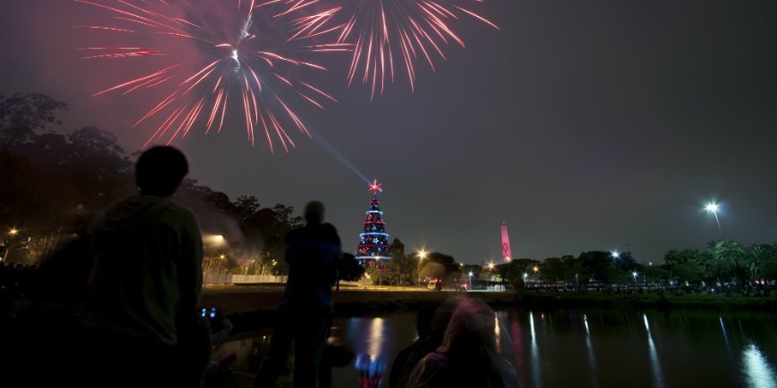 Vuurwerk in Sao Paulo, Brazilië 