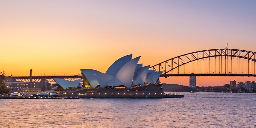 Zonsondergang over Sydney Opera House