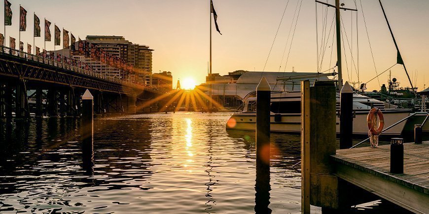 Zonsondergang over Darling Harbour