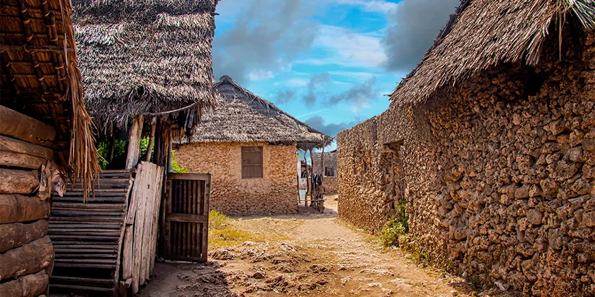 Mooie dag in een dorpje op Wasini Island nabij Mombasa in Kenia