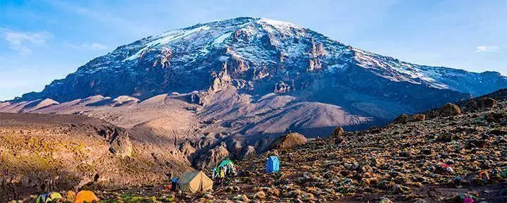 Uitzicht op de Kilimanjaro vanaf de Machame-route